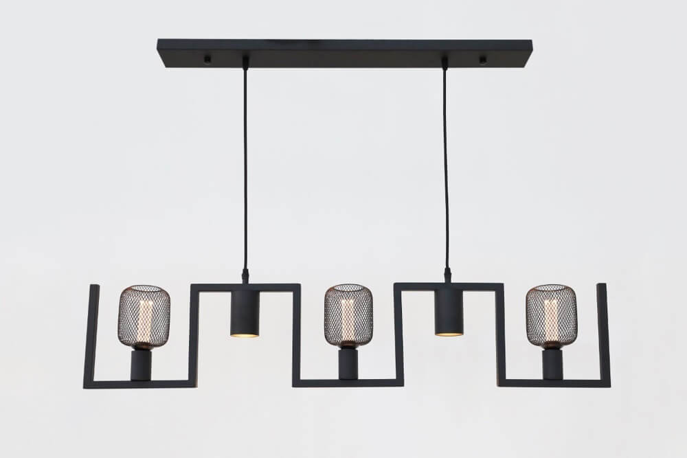 Functionele zwarte hanglamp COMBI GAAS E27 + GU10 | 5-lichts compleet