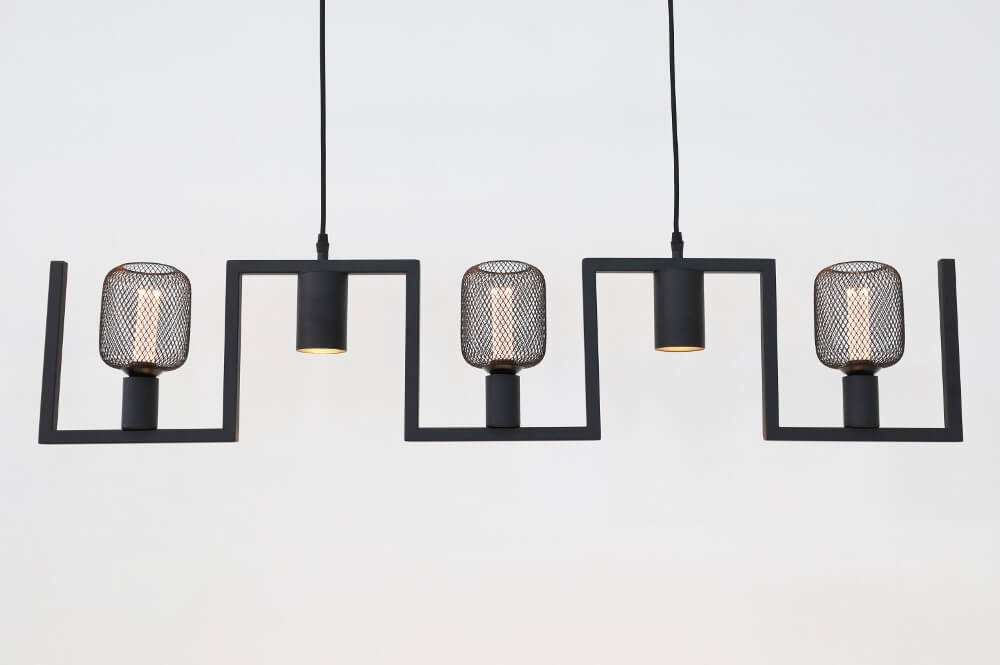 Functionele zwarte hanglamp COMBI GAAS E27 + GU10 | 5-lichts compleet