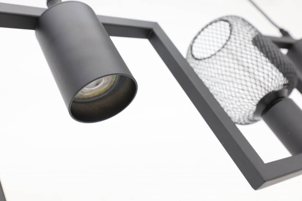 Functionele zwarte hanglamp COMBI GAAS E27 + GU10 | 5-lichts compleet