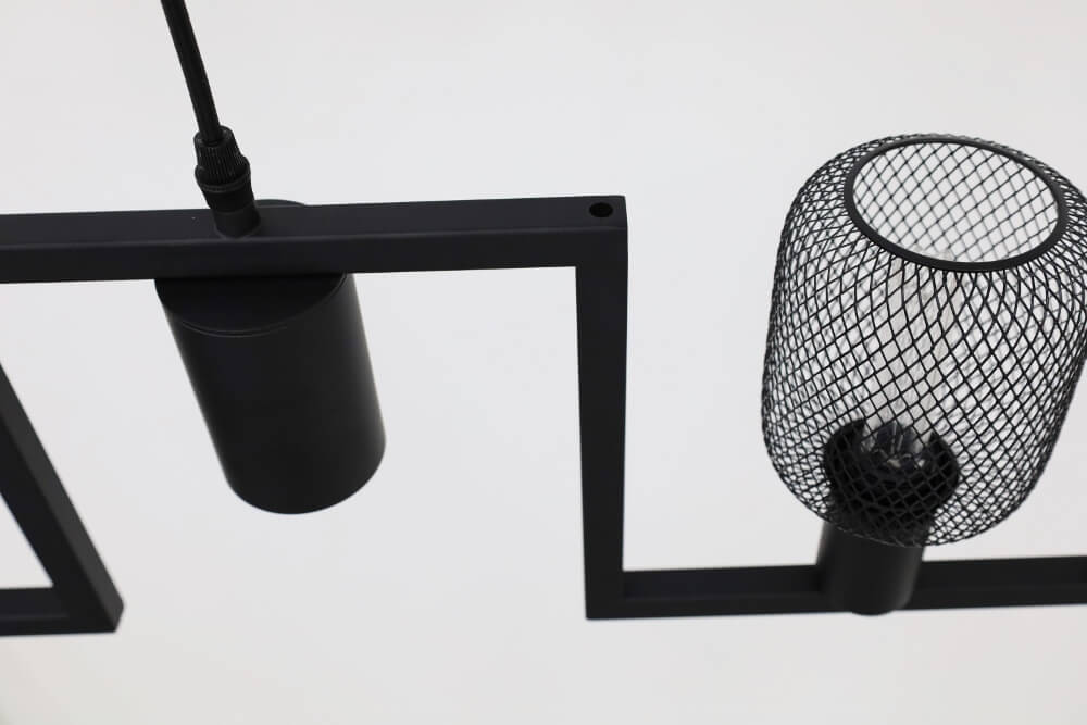 Functionele zwarte hanglamp COMBI GAAS E27 + GU10 | 5-lichts compleet