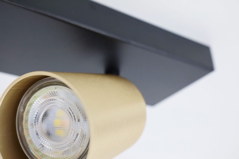 Strakke kantelbare 3-lichts opbouwspot CILINDRA | Zwart / Goud