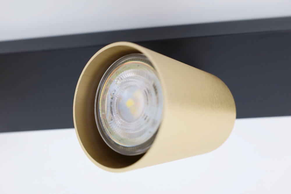 Strakke kantelbare 4-lichts opbouwspot CILINDRA | Zwart / Goud