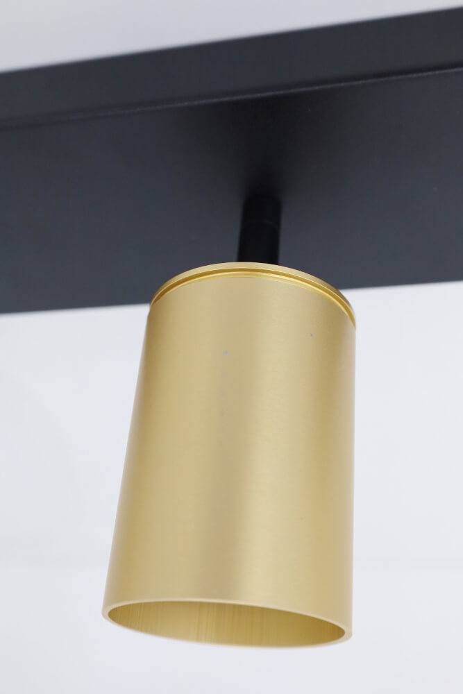 Strakke kantelbare 4-lichts opbouwspot CILINDRA | Zwart / Goud