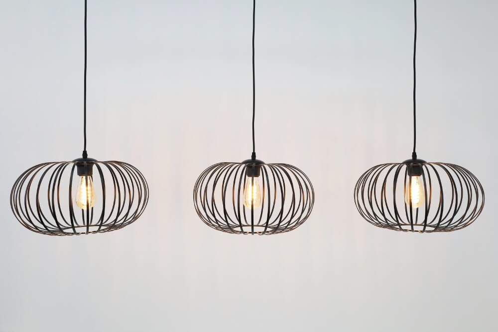 Sierlijke draad hanglamp BOLERO zwart | 3x Ø 40 cm