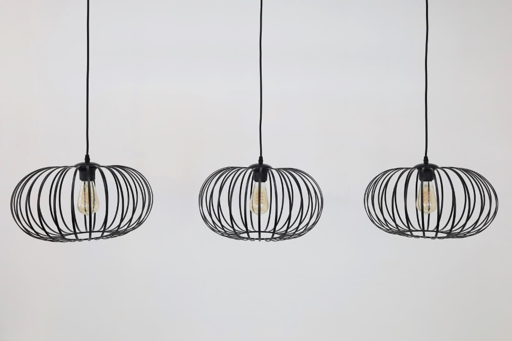 Sierlijke draad hanglamp BOLERO zwart | 3x Ø 40 cm