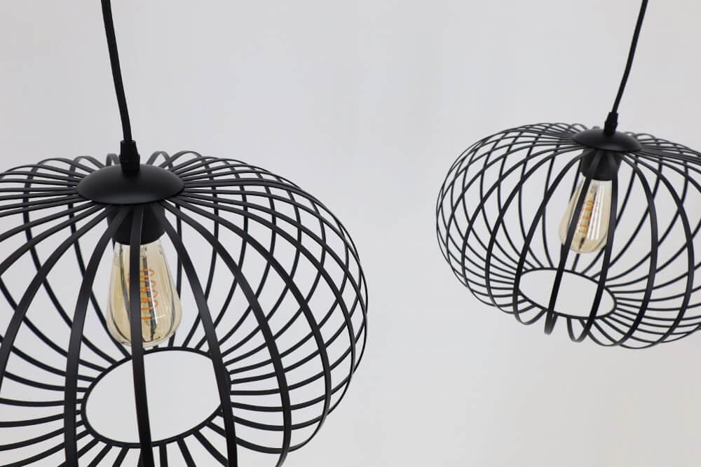 Sierlijke draad hanglamp BOLERO zwart | 3x Ø 40 cm