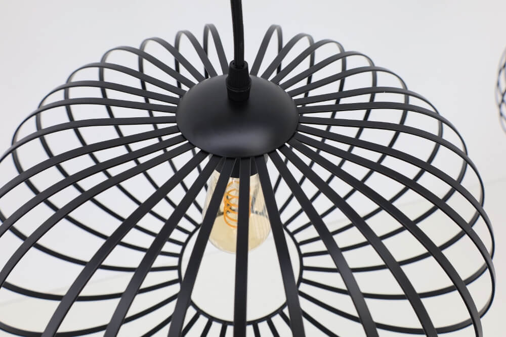 Sierlijke draad hanglamp BOLERO zwart | 3x Ø 40 cm