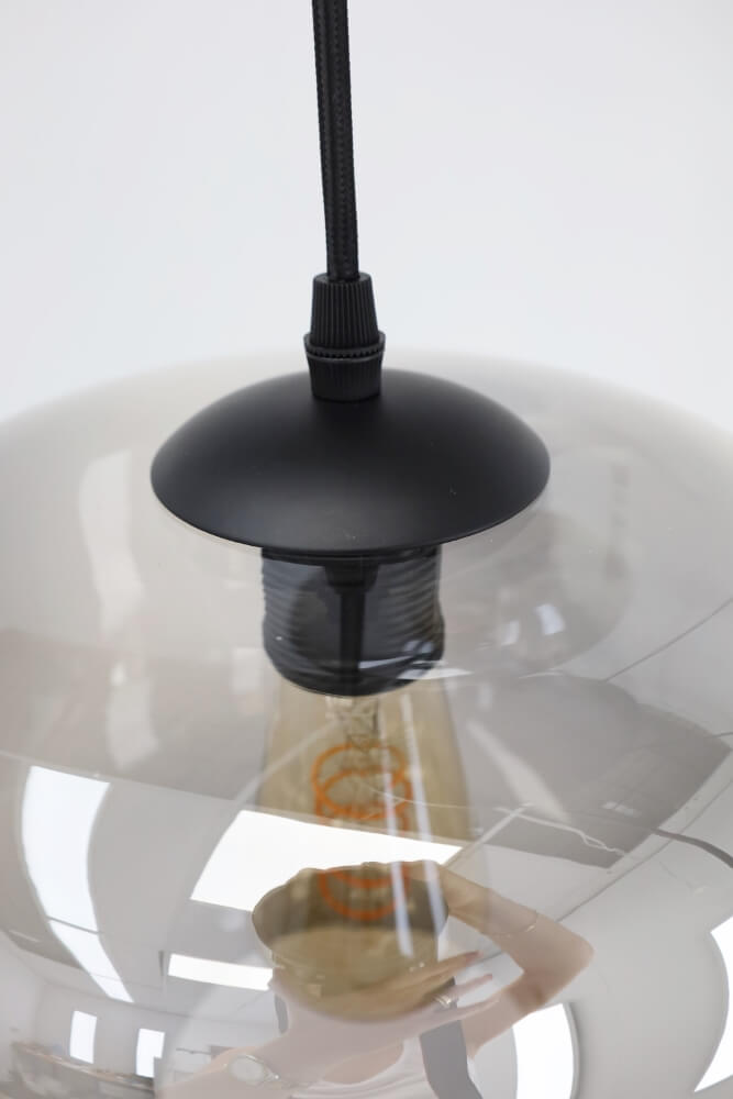5-lichts hanglamp EEFF smoke zwart | Ronde plafondplaat 45 cm