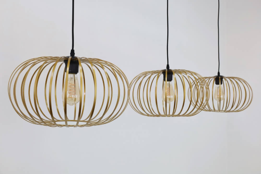 Sierlijke draad hanglamp BOLERO goud | 3x Ø 40 cm