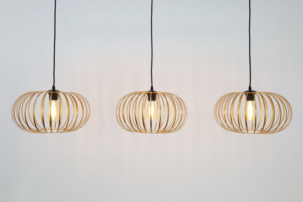 Sierlijke draad hanglamp BOLERO goud | 3x Ø 40 cm