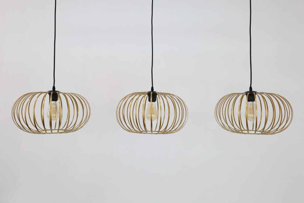Sierlijke draad hanglamp BOLERO goud | 3x Ø 40 cm