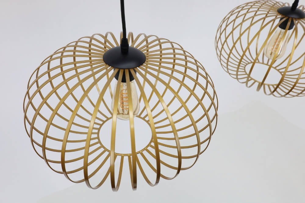 Sierlijke draad hanglamp BOLERO goud | 3x Ø 40 cm