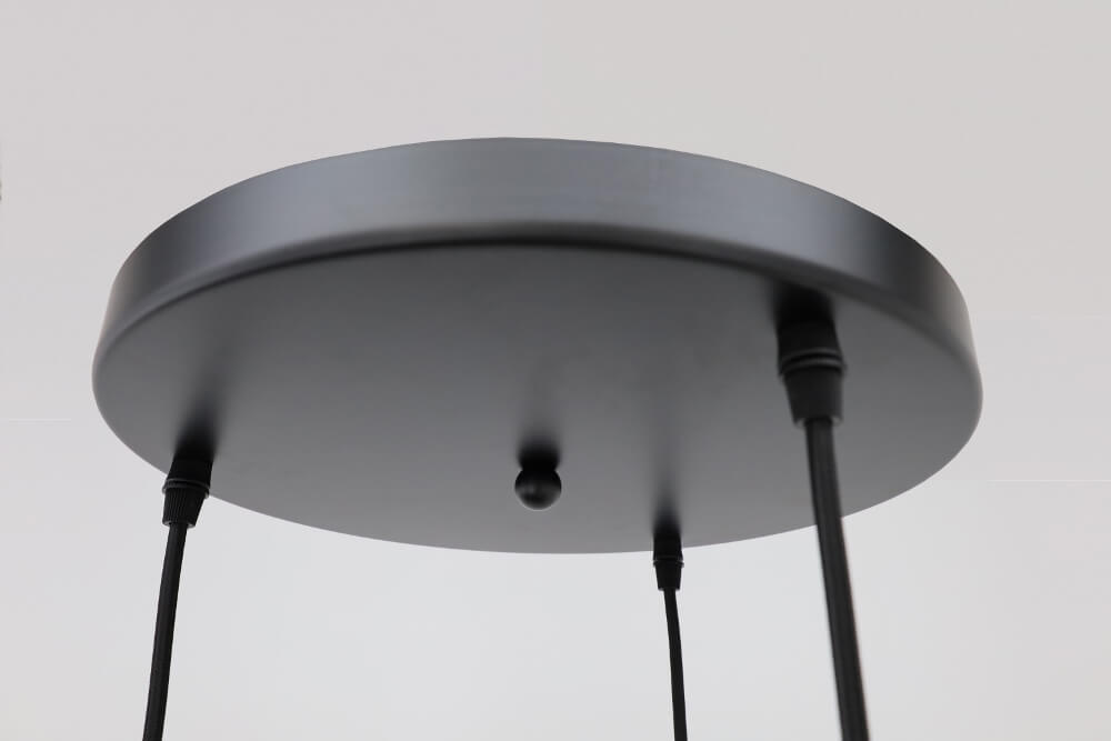 3-lichts hanglamp EEFF smoke zwart | Ronde plafondplaat 30 cm