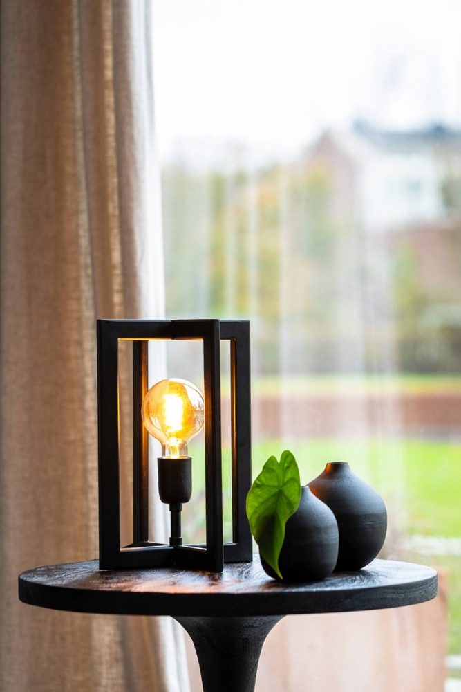 Moderne tafellamp MACE RECTANGLE 30 cm | Zwart