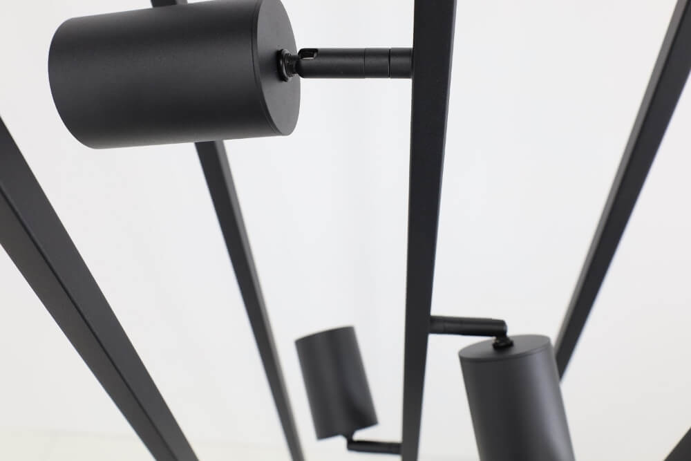 Strak metalen frame vloerlamp CILINDRA CAGE 4-lichts | Zwart