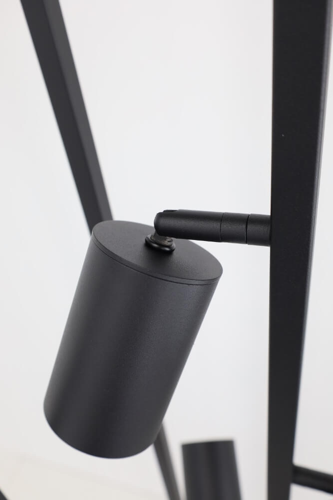 Strak metalen frame vloerlamp CILINDRA CAGE 4-lichts | Zwart