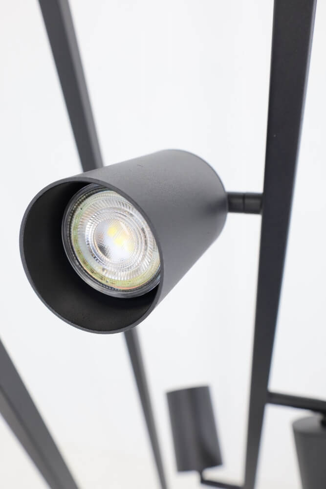 Strak metalen frame vloerlamp CILINDRA CAGE 4-lichts | Zwart