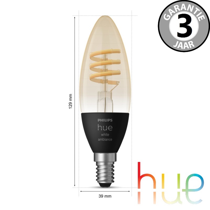Philips Hue White Ambiance Filament kooldraadlamp E14 | Kaars duopack