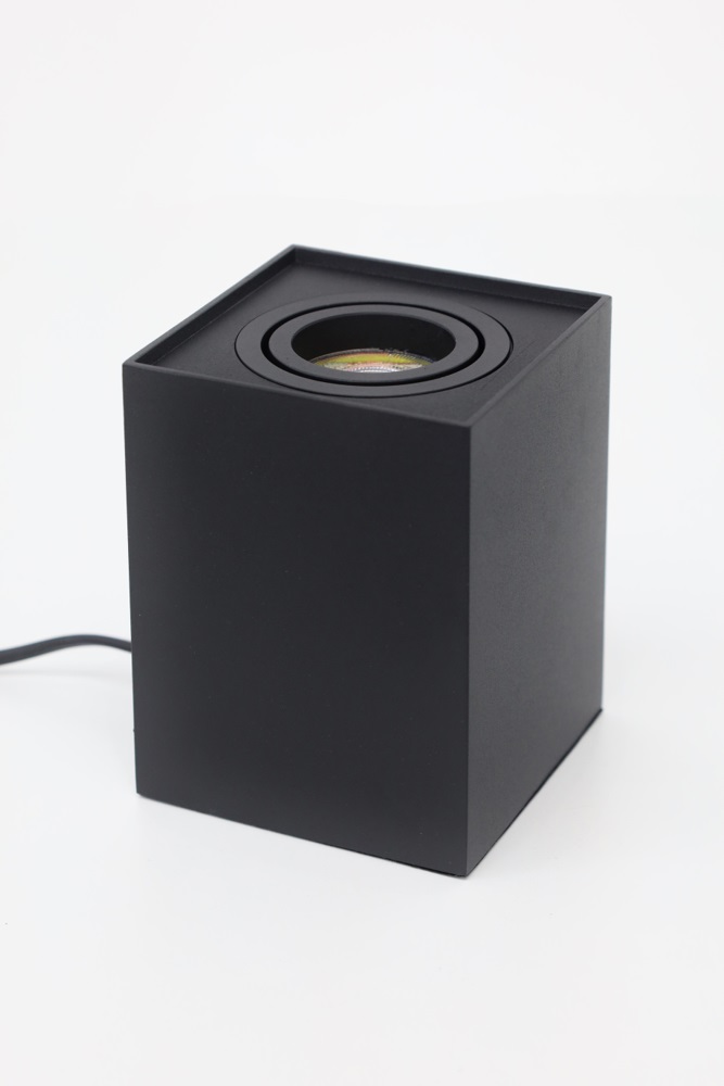 Kantelbare tafellamp REBEL XL 9,5 cm met schakelaar | Zwart vierkant