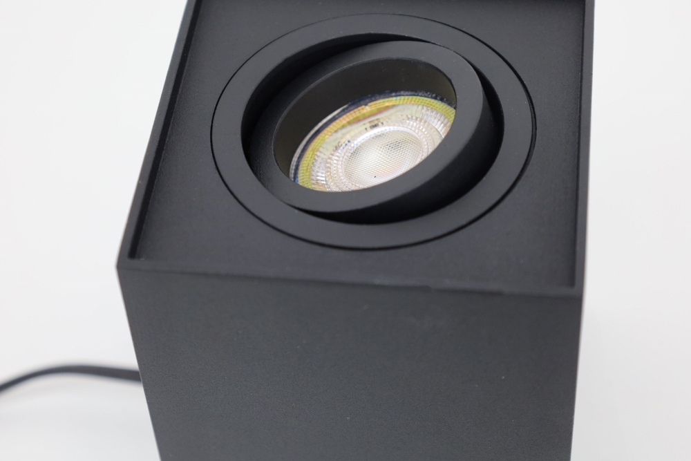 Kantelbare tafellamp REBEL XL 9,5 cm met schakelaar | Zwart vierkant