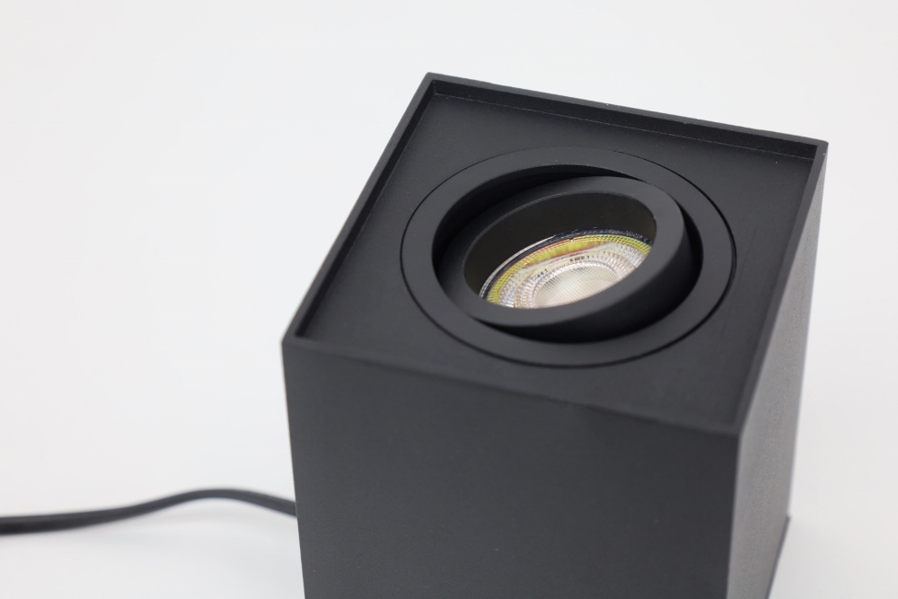 Kantelbare tafellamp REBEL XL 9,5 cm met schakelaar | Zwart vierkant