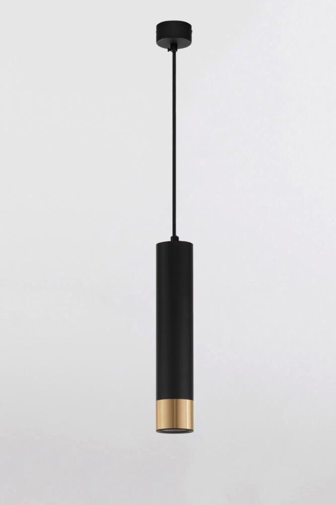 Minimalistische koker hanglamp CIMA 30 cm | Goud / Zwart