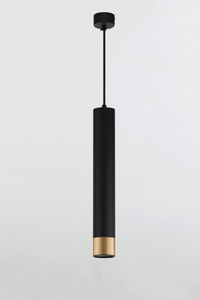 Minimalistische koker hanglamp CIMA 40 cm | Goud / Zwart