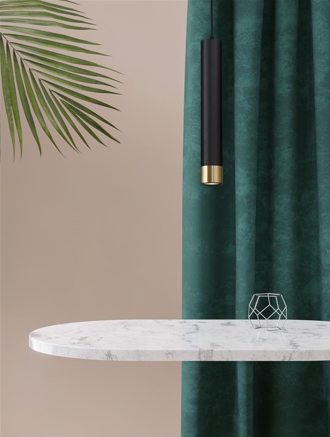 Minimalistische koker hanglamp CIMA 30 cm | Goud / Zwart