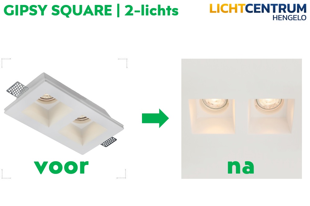 Trimless inbouwspot GIPSY SQUARE 2-lichts | Overschilderbaar