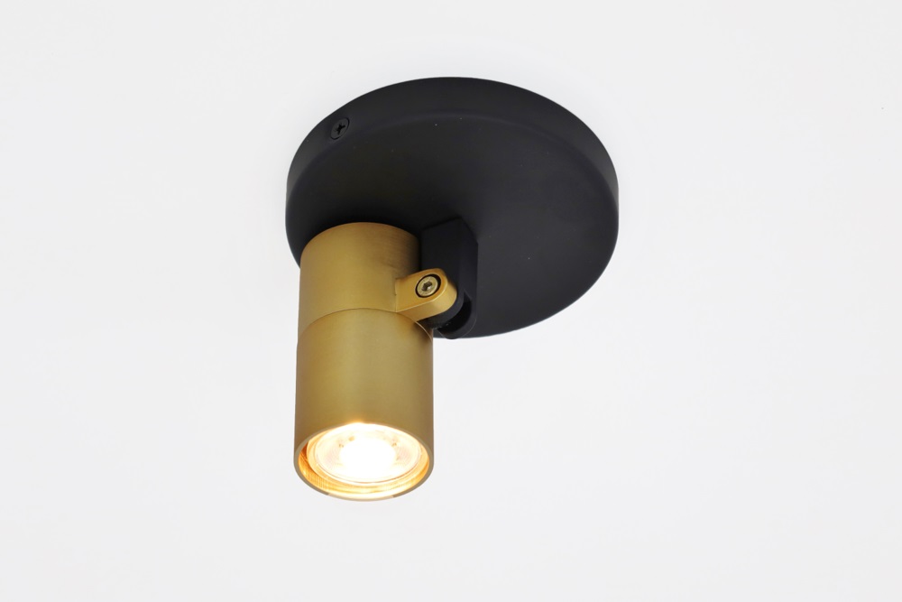 Minimalistische opbouwspot PETITE 1-lichts rond GU10 | Zwart / Goud