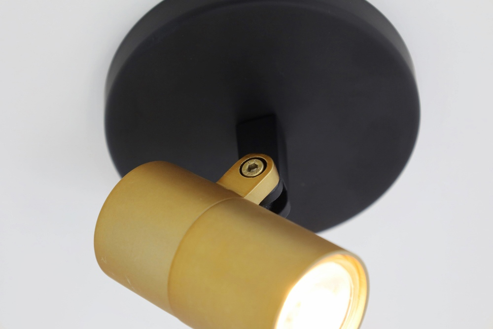 Minimalistische opbouwspot PETITE 1-lichts rond GU10 | Zwart / Goud