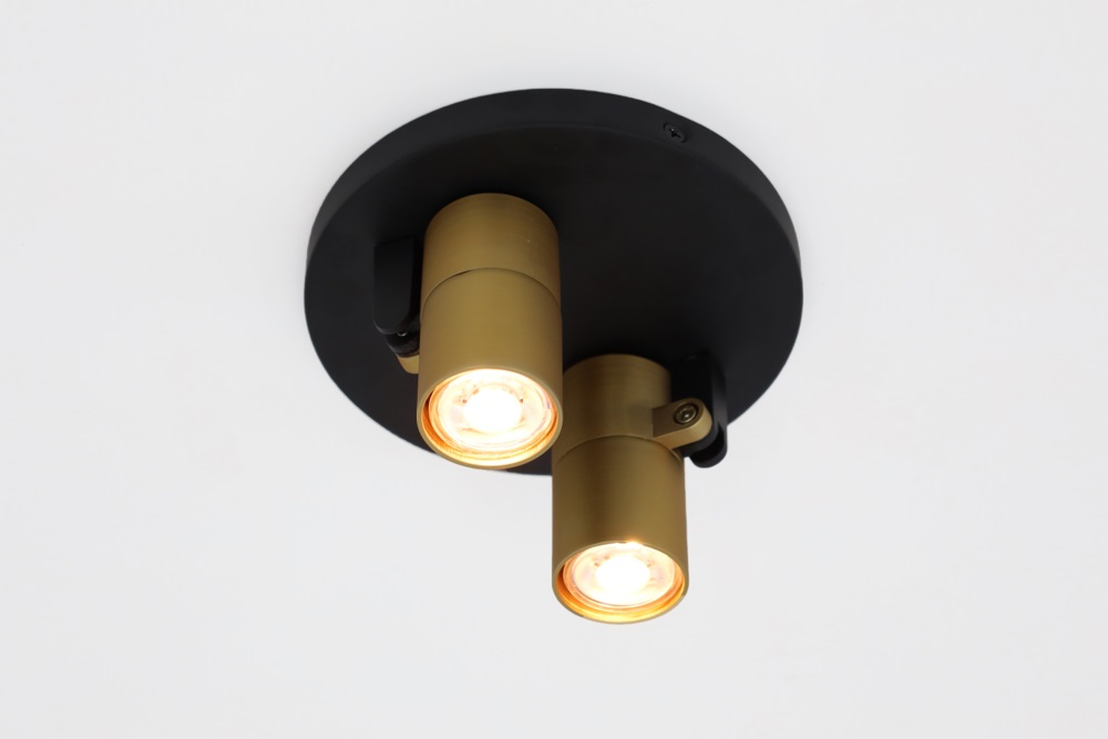 Minimalistische opbouwspot PETITE 2-lichts rond GU10 | Zwart / Goud