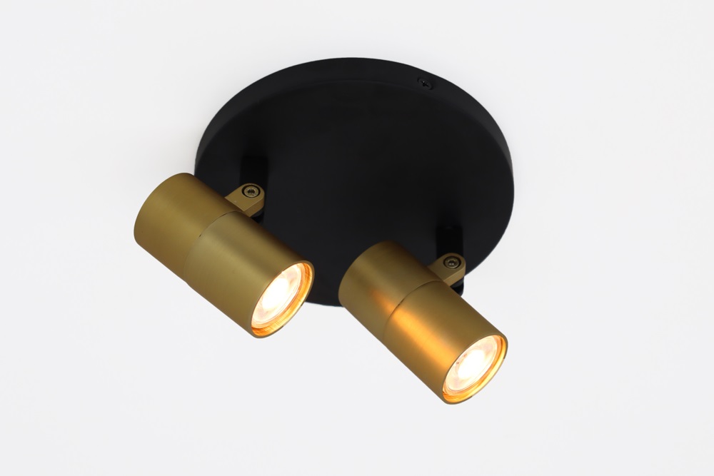 Minimalistische opbouwspot PETITE 2-lichts rond GU10 | Zwart / Goud