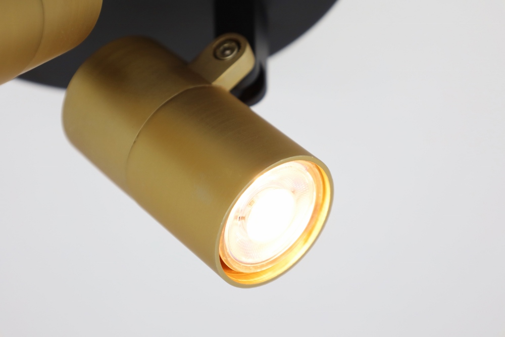 Minimalistische opbouwspot PETITE 2-lichts rond GU10 | Zwart / Goud