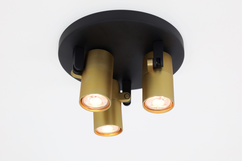 Minimalistische opbouwspot PETITE 3-lichts rond GU10 | Zwart / Goud