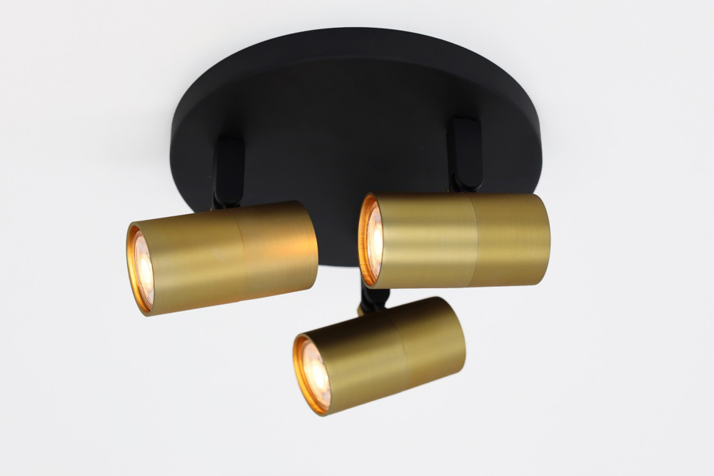 Minimalistische opbouwspot PETITE 3-lichts rond GU10 | Zwart / Goud