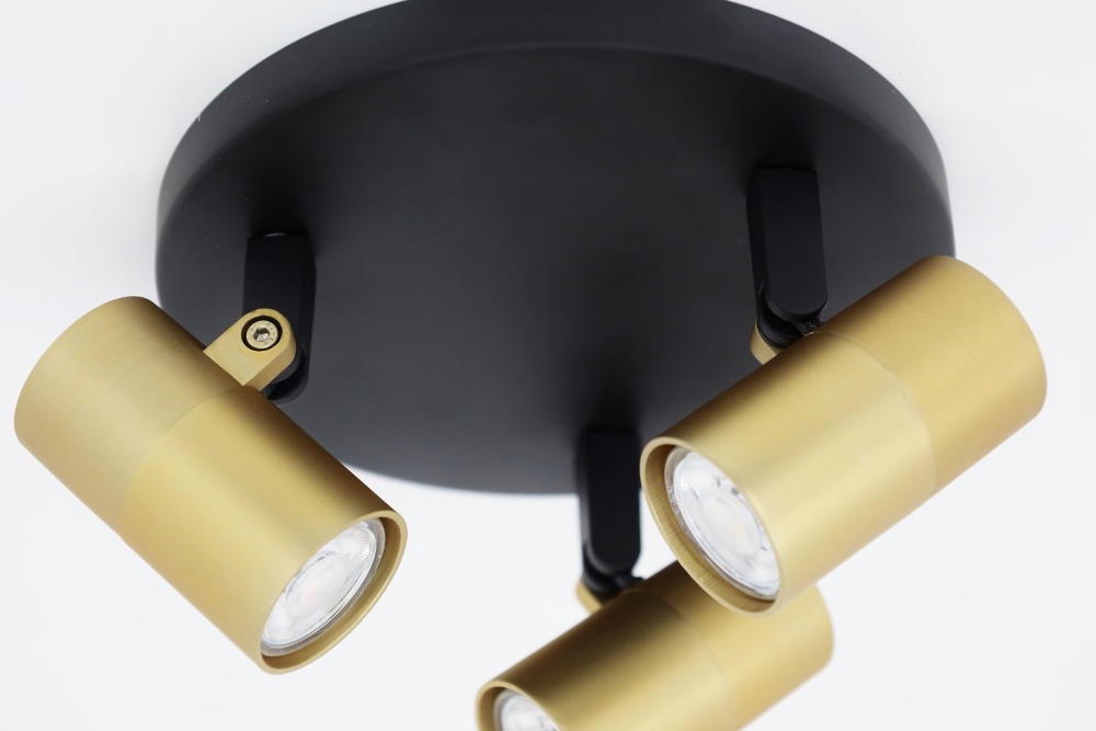Minimalistische opbouwspot PETITE 3-lichts rond GU10 | Zwart / Goud