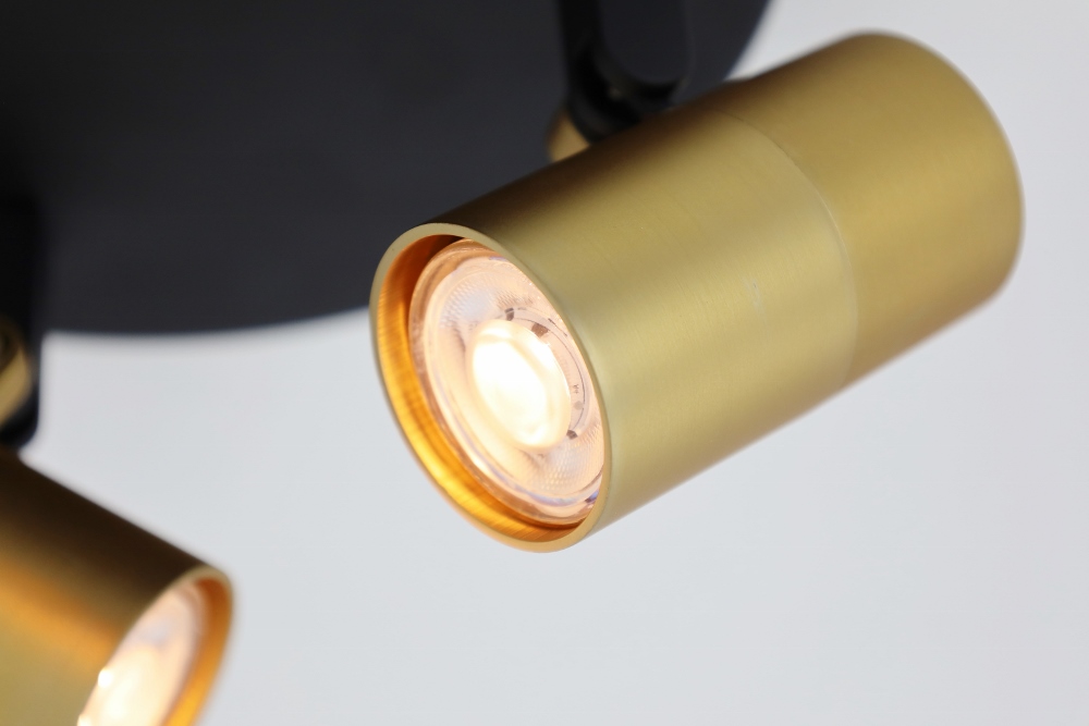 Minimalistische opbouwspot PETITE 3-lichts rond GU10 | Zwart / Goud