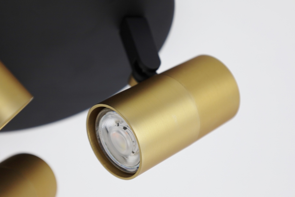 Minimalistische opbouwspot PETITE 3-lichts rond GU10 | Zwart / Goud