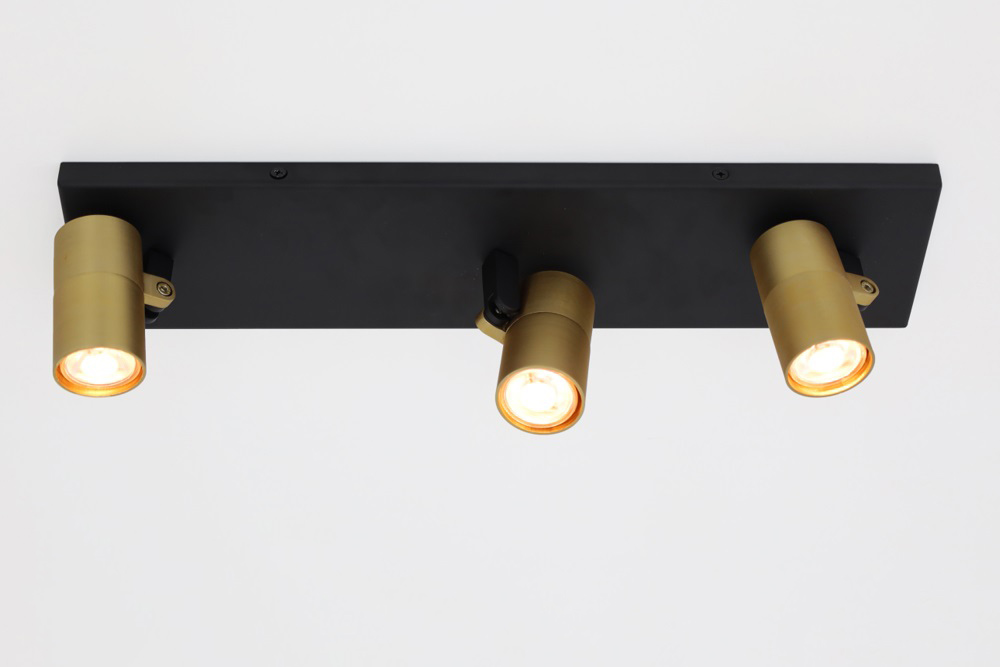 Minimalistische opbouwspot PETITE 3-lichts balk GU10 | Zwart / Goud