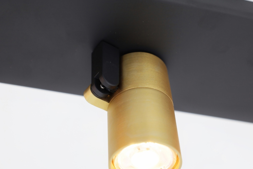 Minimalistische opbouwspot PETITE 4-lichts balk GU10 | Zwart / Goud