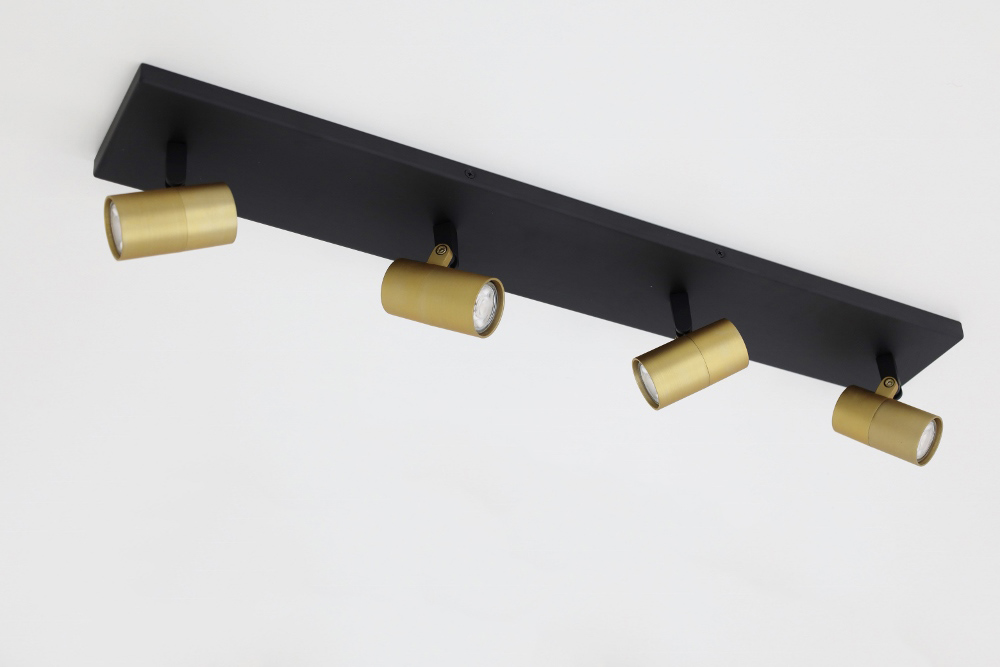 Minimalistische opbouwspot PETITE 4-lichts balk GU10 | Zwart / Goud