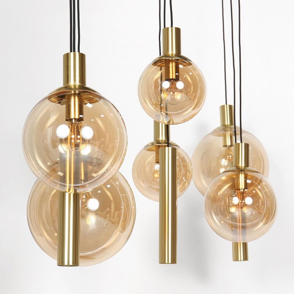 Hanglamp BOLLIQUE 9-lichts 140 x 55 cm | Goud / Amber