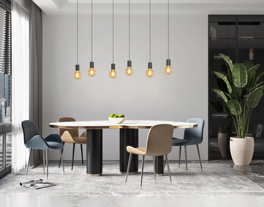 Hanglamp 6-lichts CARENTE zwart | Met LED Vintage lampen