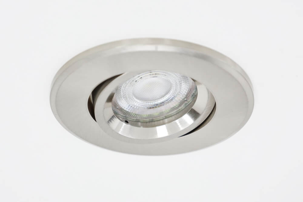 Staalkleurige inbouwspot rond SMOOTHY kantelbaar | 9,2 cm