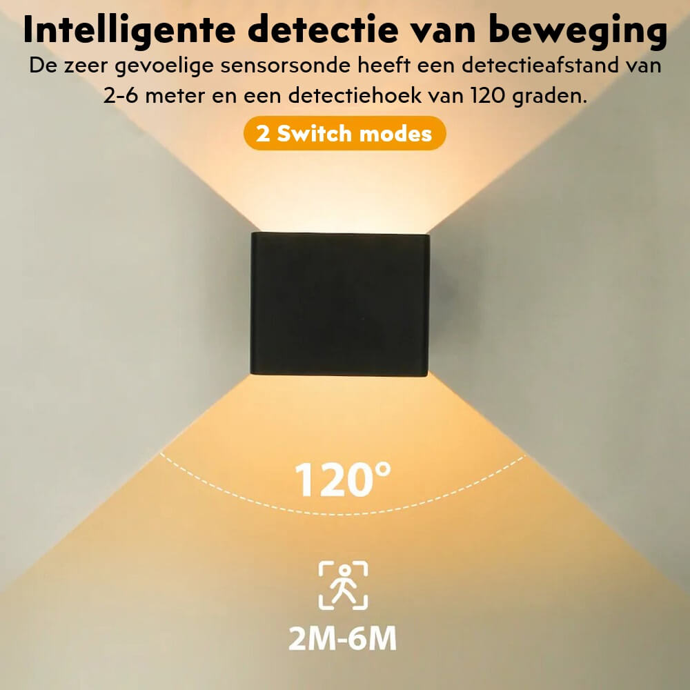 Oplaadbare wandlamp QUBE extra warm wit | Zwart