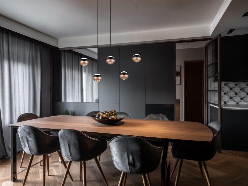 Elegante 5-lichts hanglamp ORBIT zwart / coffee | 3-standen dimbaar