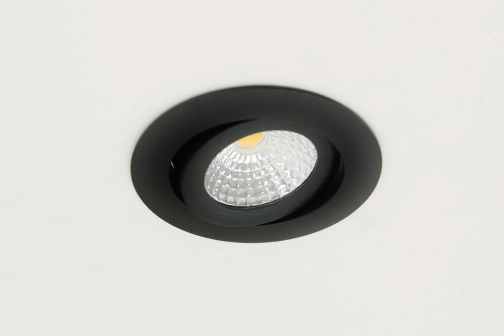 WarmGlow LED inbouwspot FLAT FIX lage inbouwdiepte IP44 | Zwart rond