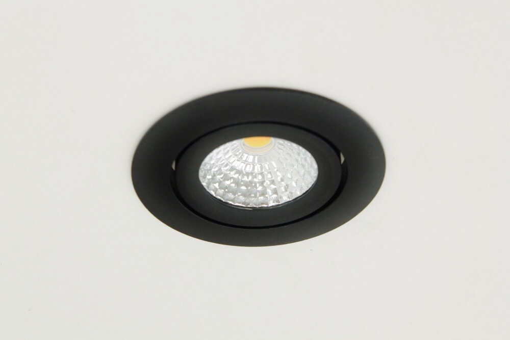 WarmGlow LED inbouwspot FLAT FIX lage inbouwdiepte IP44 | Zwart rond