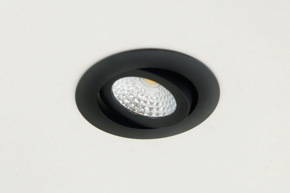 WarmGlow LED inbouwspot FLAT FIX lage inbouwdiepte IP44 | Zwart rond